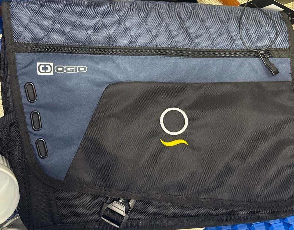 Ogio Quilted Messenger Laptop Bag Blue and Black